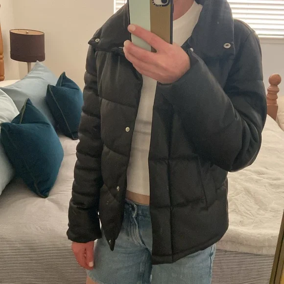 Anthropologie Avec Les Filles Faux Leather Puffer Coat - Picture 2 of 6